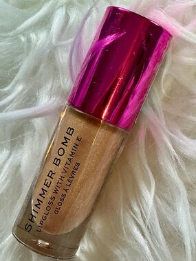 Revolution x Rachel Leary Shimmer Bomb Lip Gloss w/ Vitamin E Golden Goddess NEW